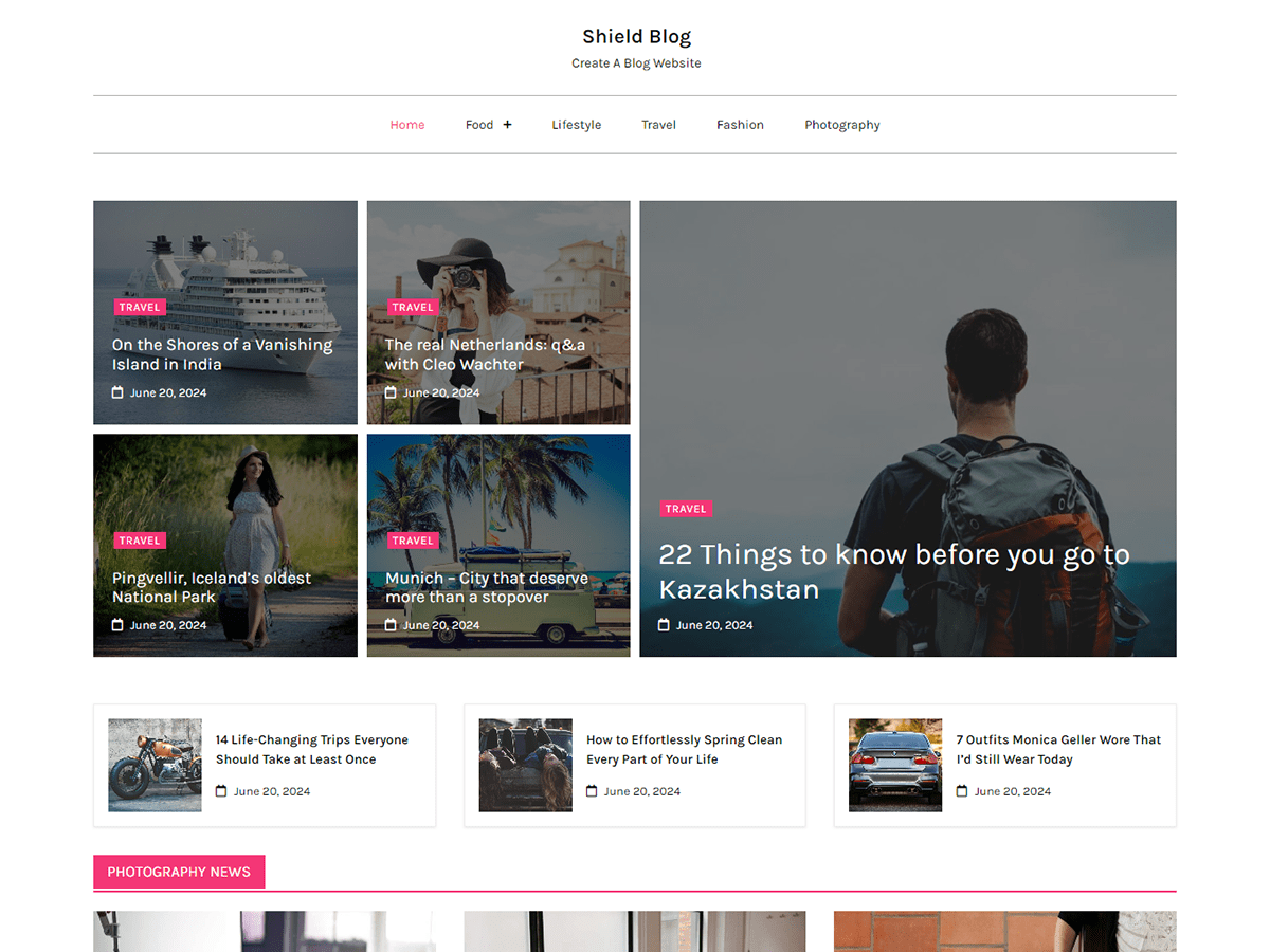 Shield Blog theme screenshot