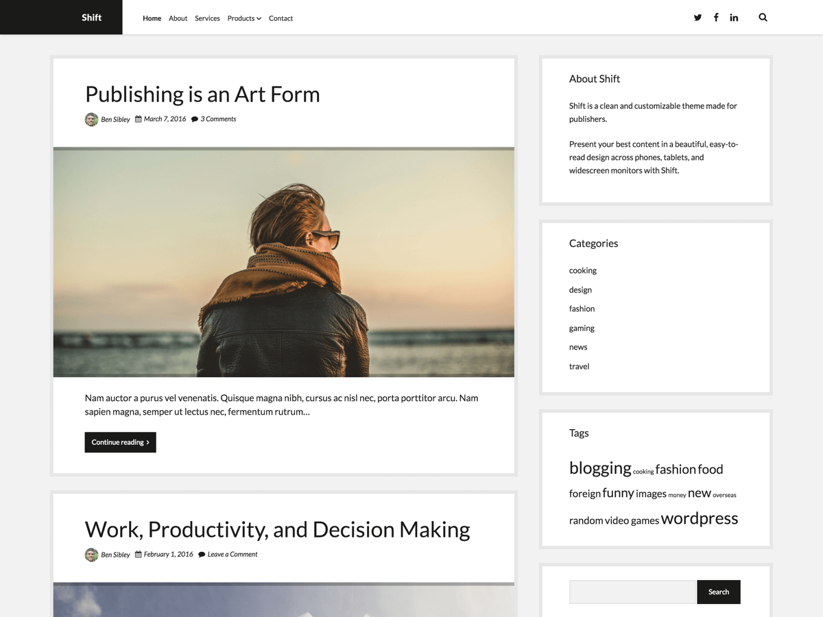 Shift theme screenshot