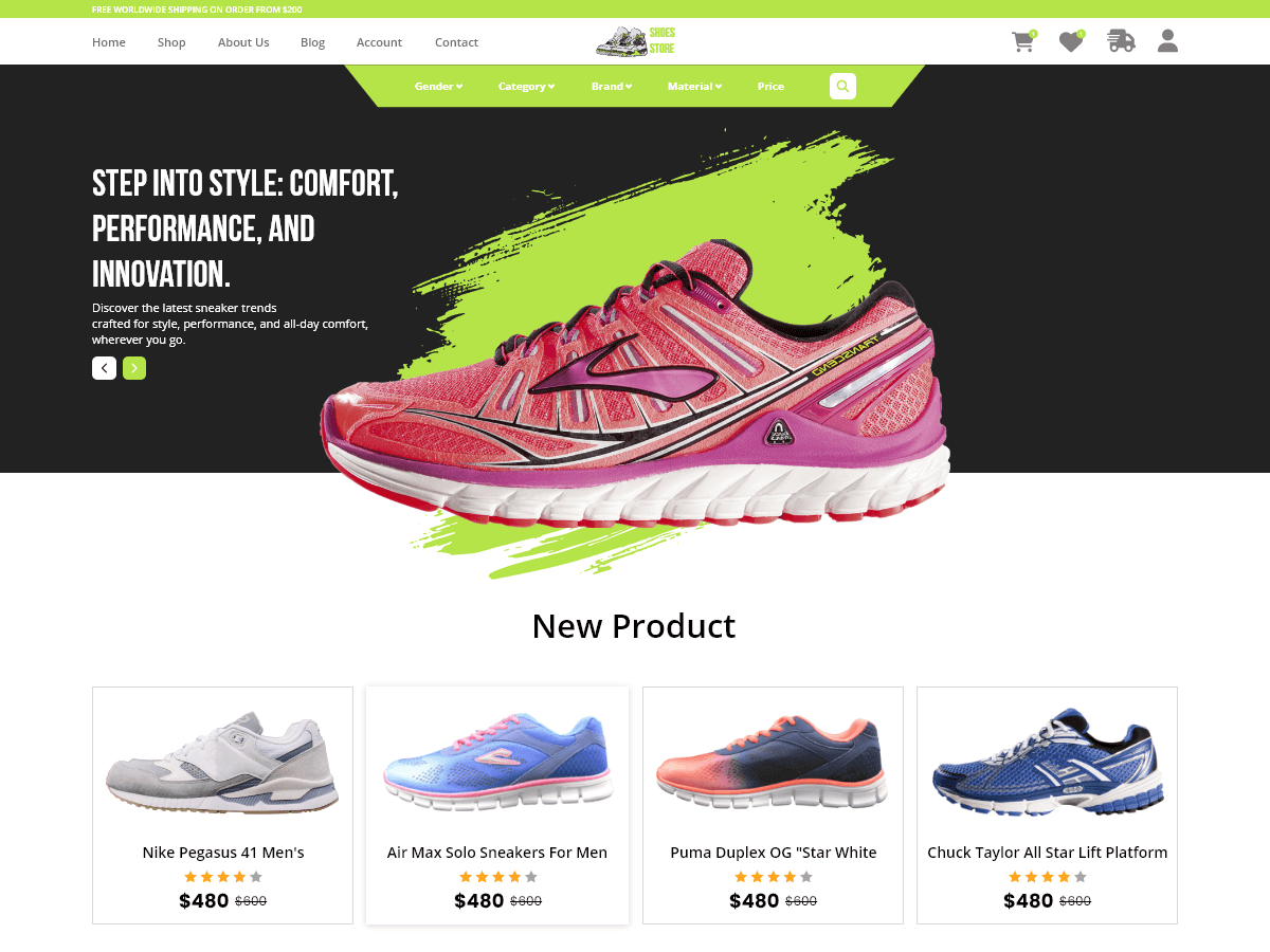 Shoes Store theme screenshot