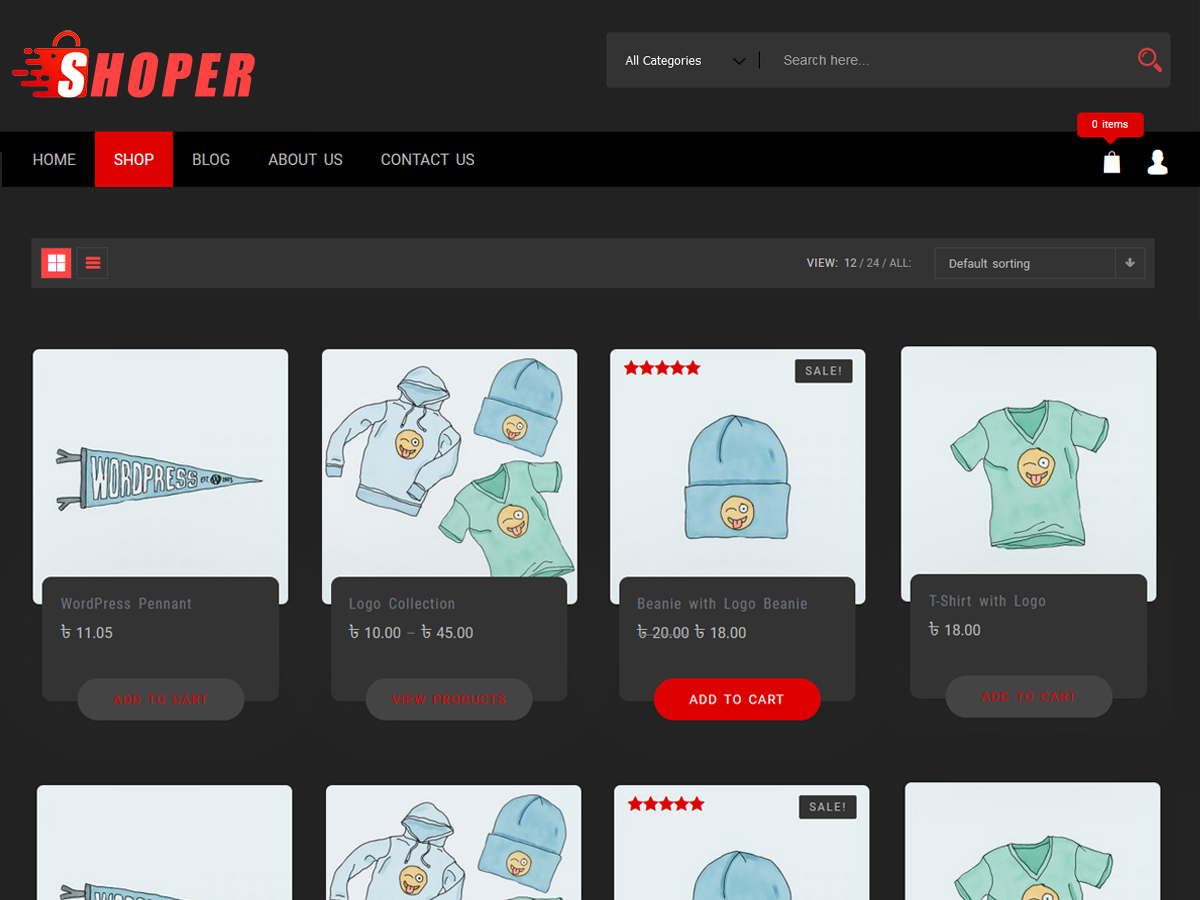 Shoper Dark theme screenshot