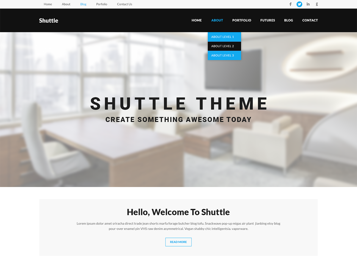 Shuttle goBusiness theme screenshot