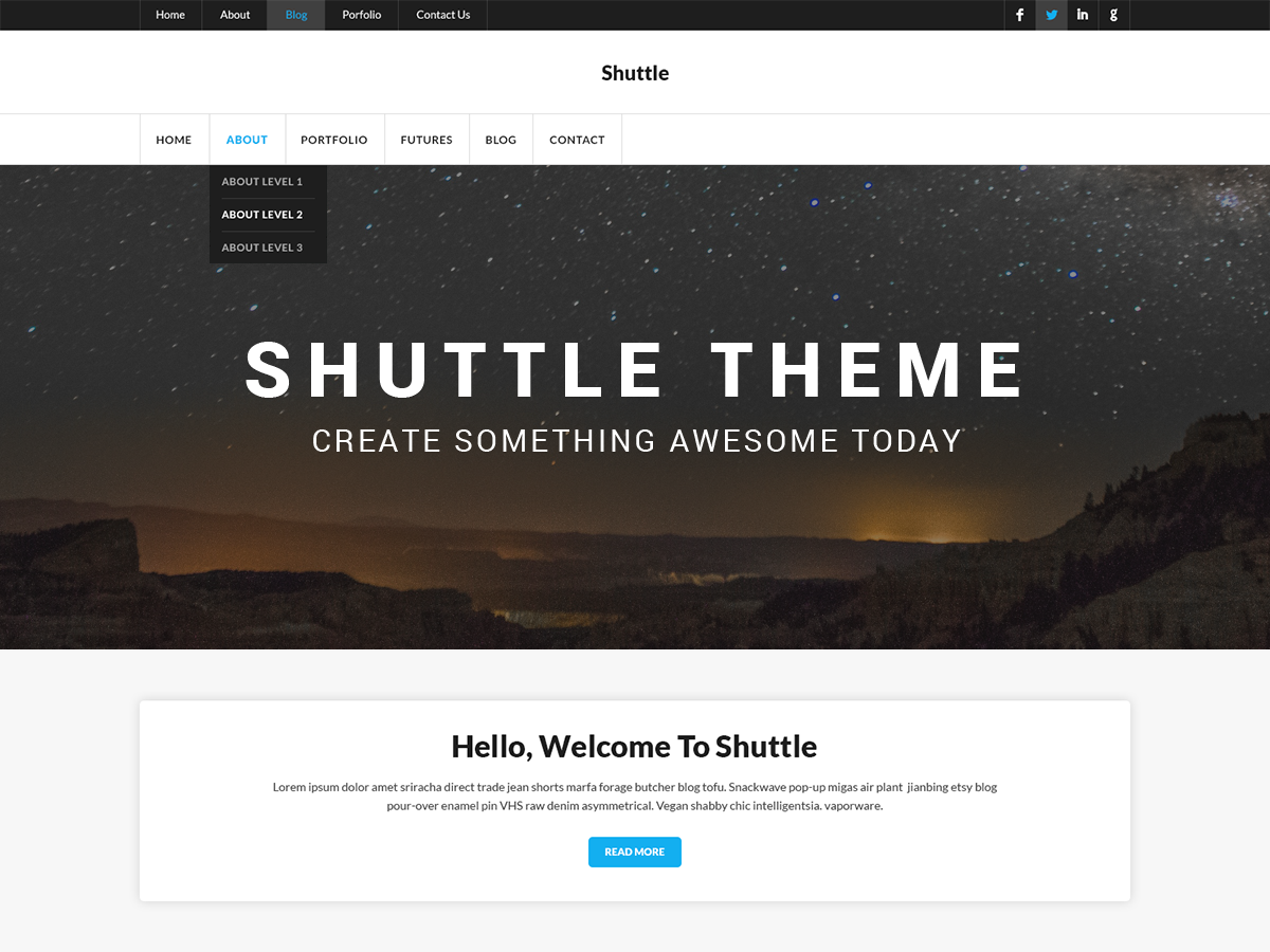 Shuttle iCorporate theme screenshot