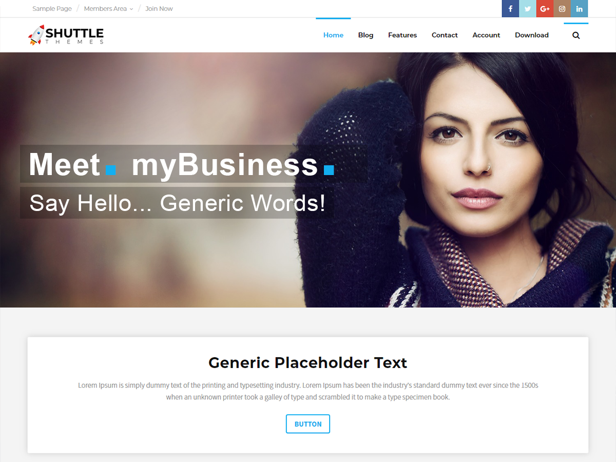 Shuttle myBusiness theme screenshot