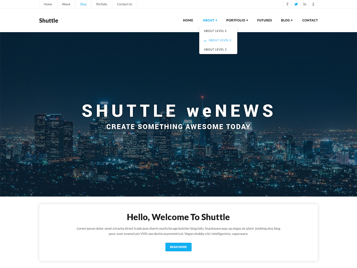 Shuttle weNews theme screenshot