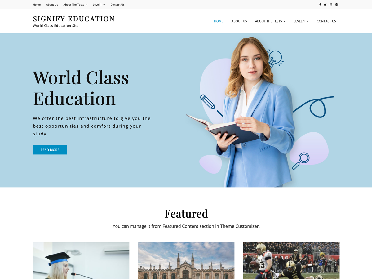 Signify Education theme screenshot