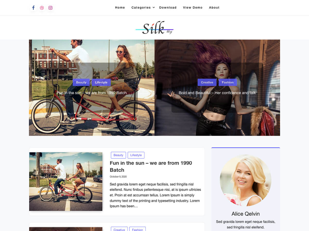 Silk Blog theme screenshot