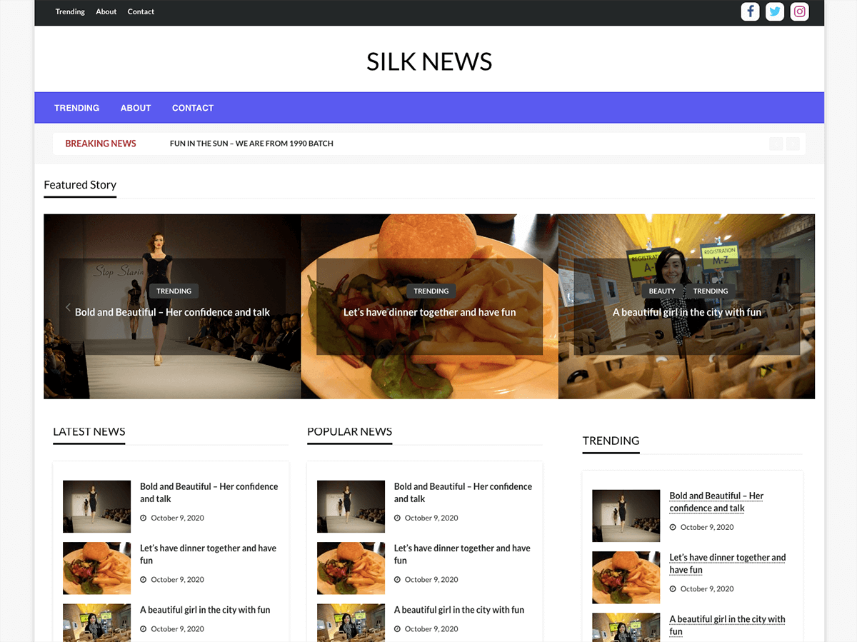Silk News theme screenshot