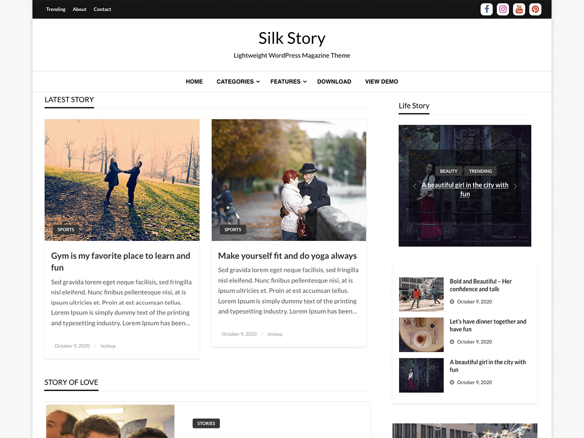 Silk Story theme screenshot
