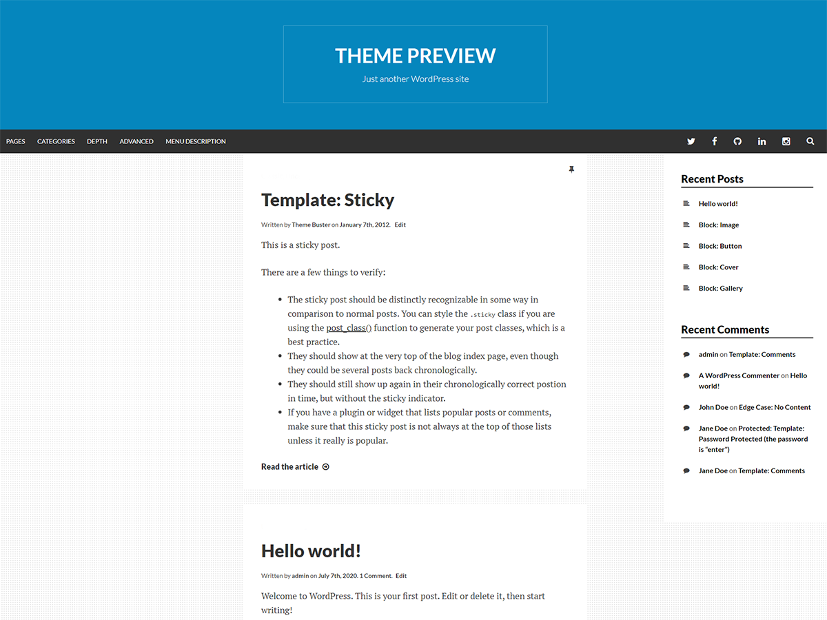 Simone theme screenshot