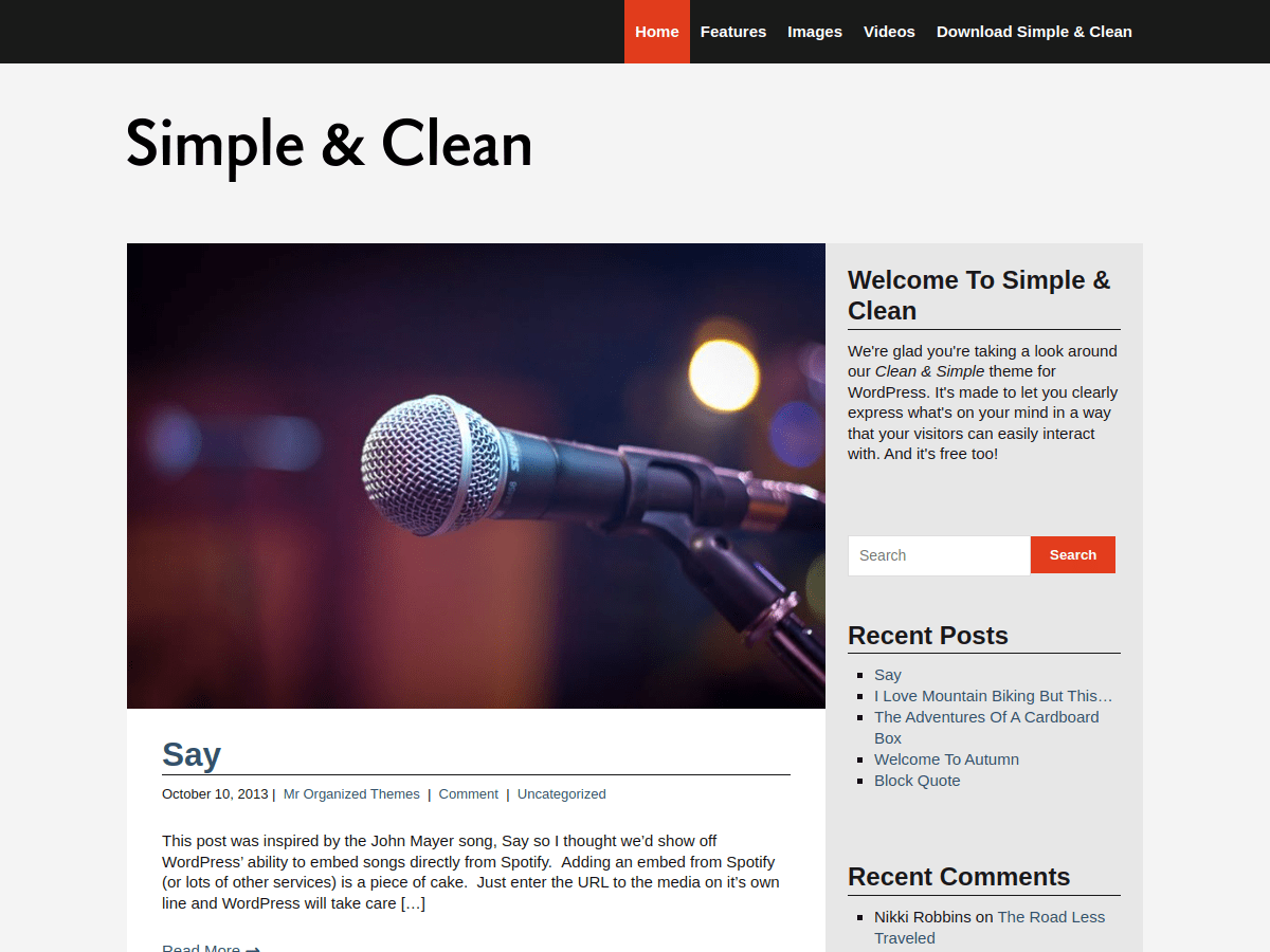 Simple and Clean theme screenshot