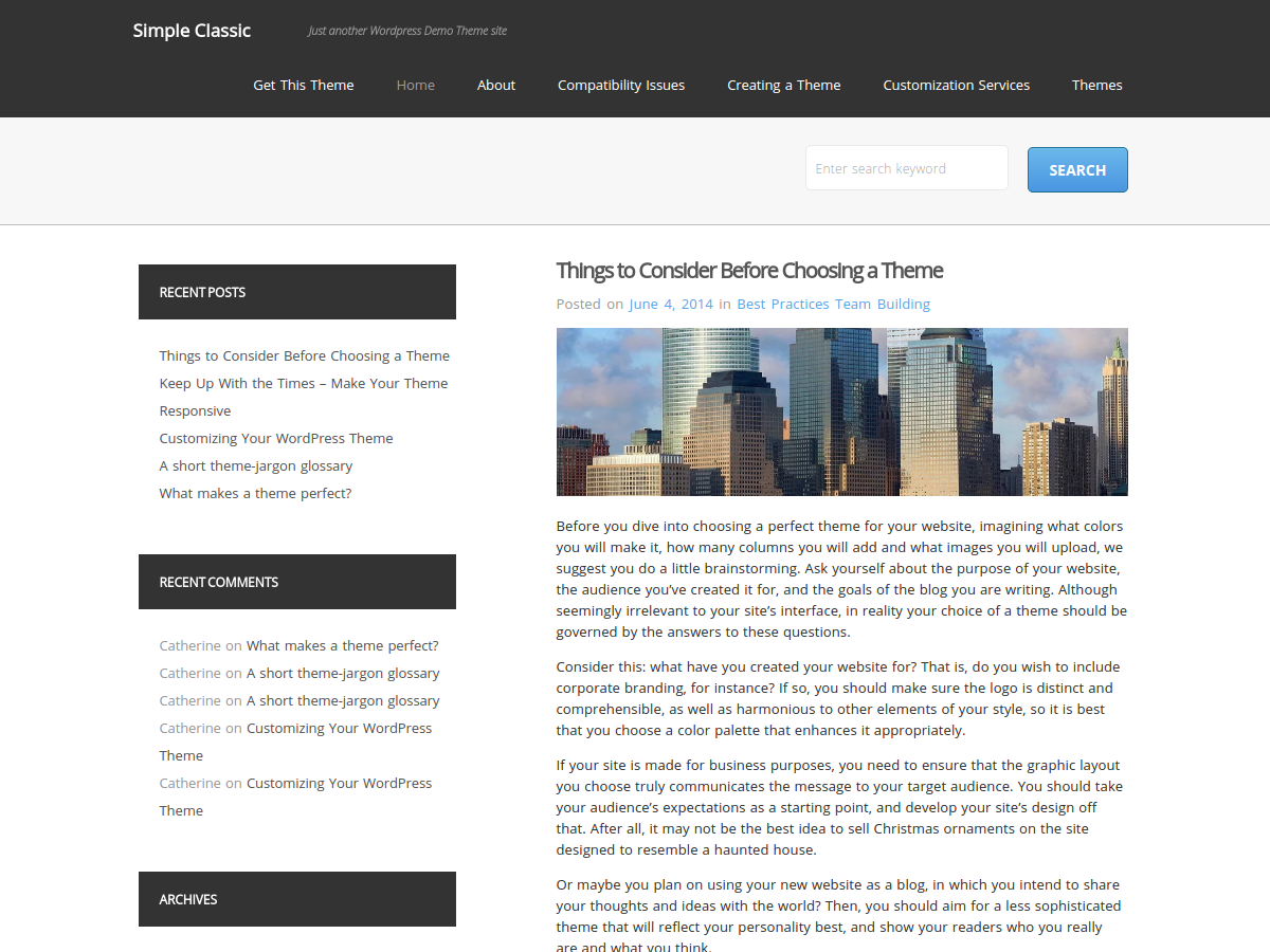 Simple Classic theme screenshot