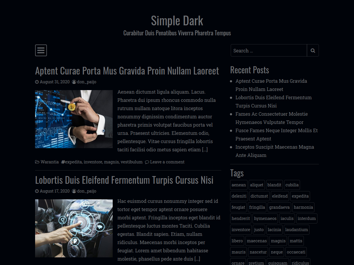 Simple Dark theme screenshot