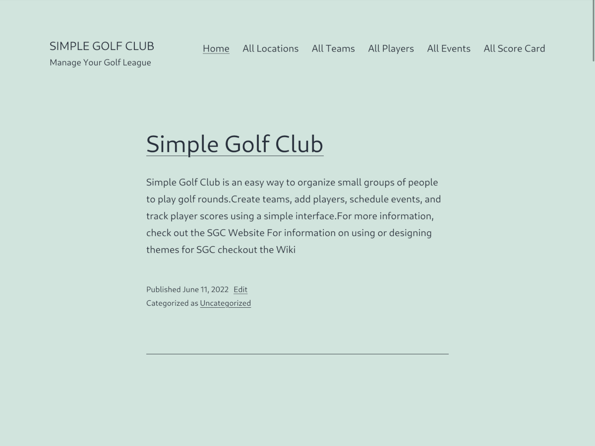 Simple Golf Club 2021 theme screenshot