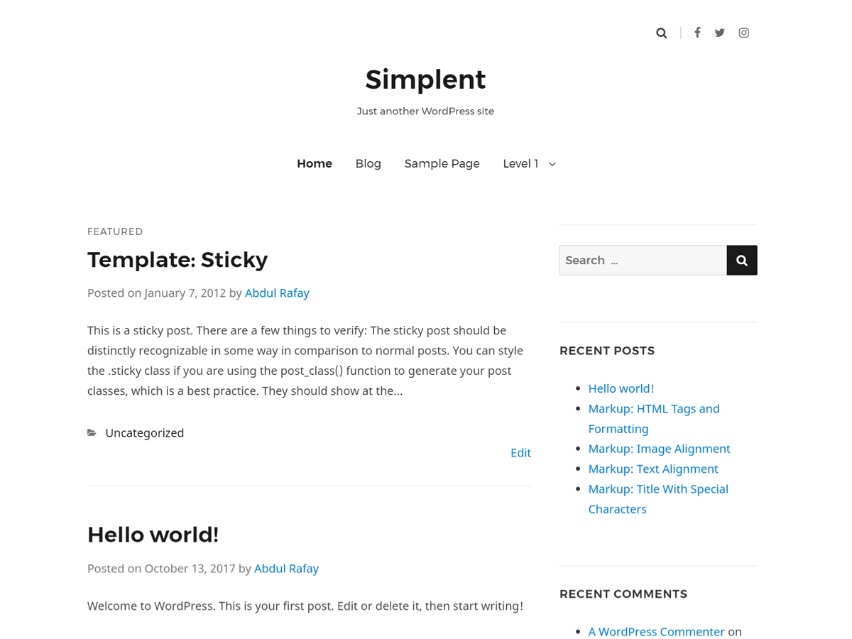 Simplent theme screenshot