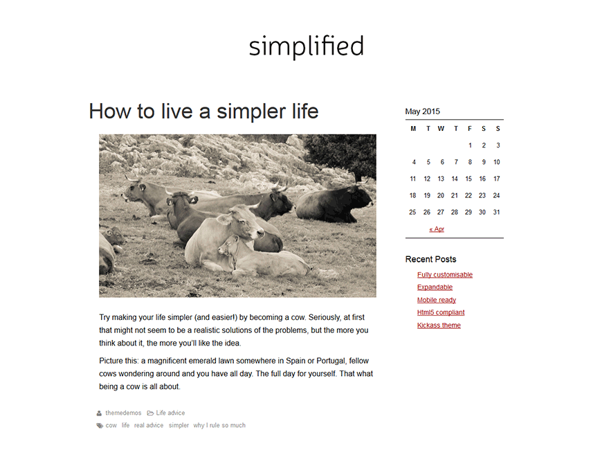 SimplifiedBlog theme screenshot