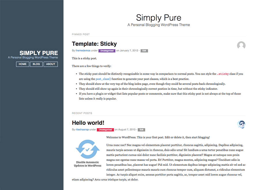 Simply Pure theme screenshot