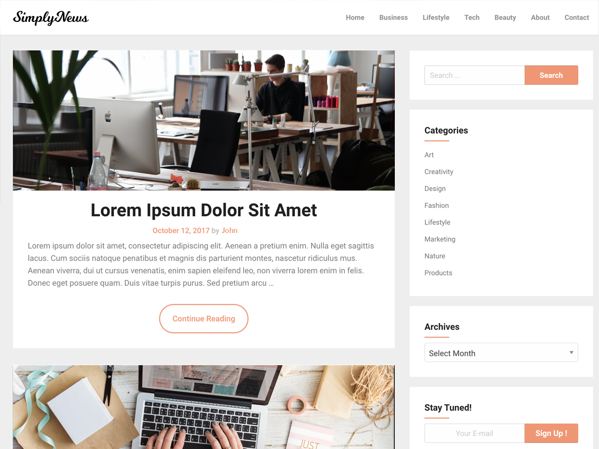 SimplyNews theme screenshot