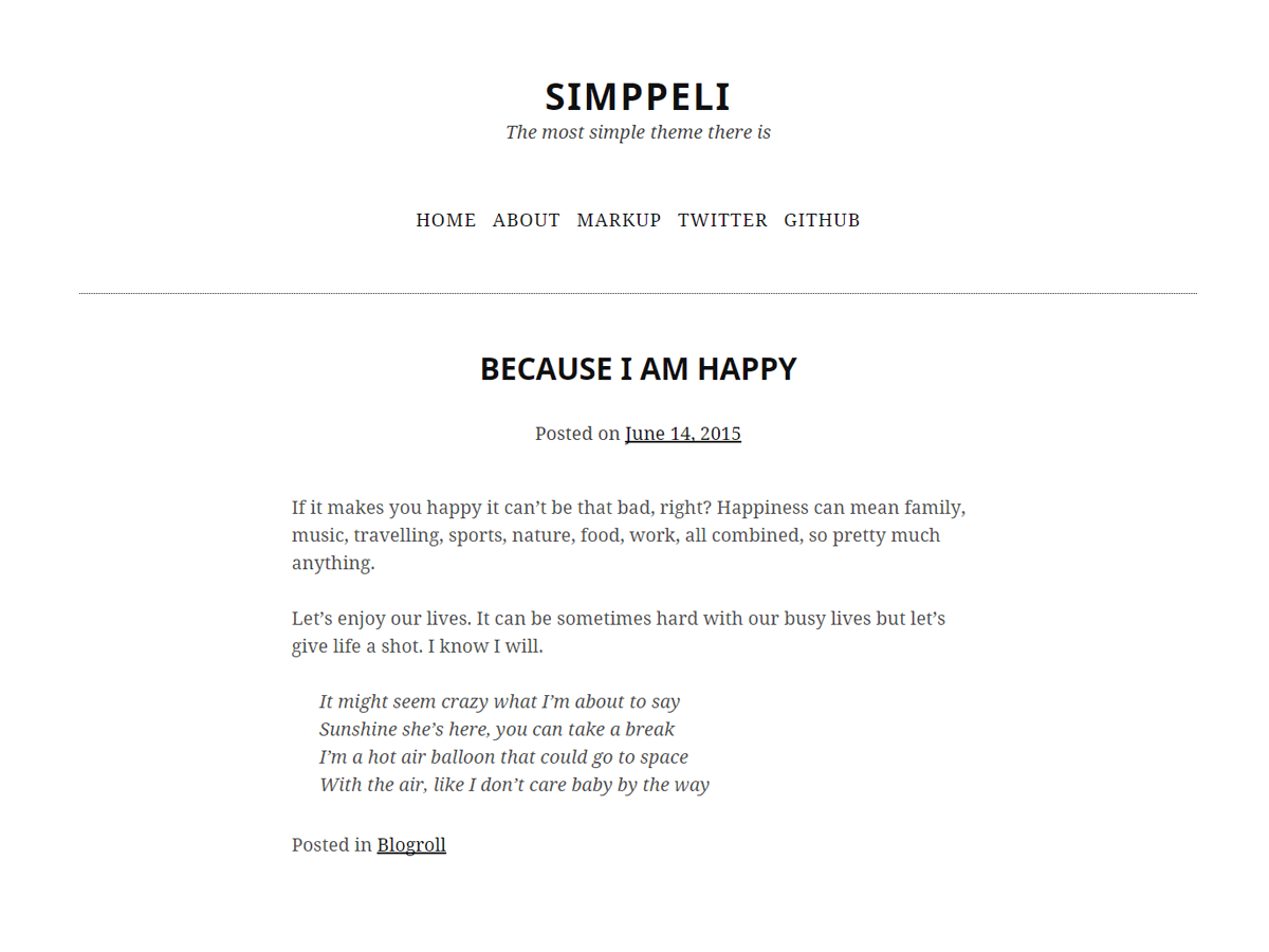 Simppeli theme screenshot