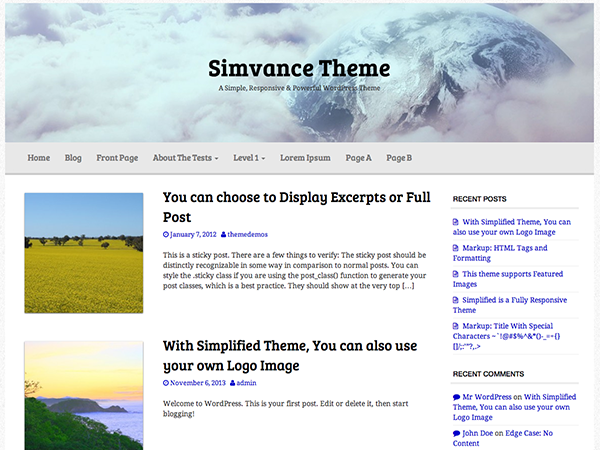 Simvance theme screenshot