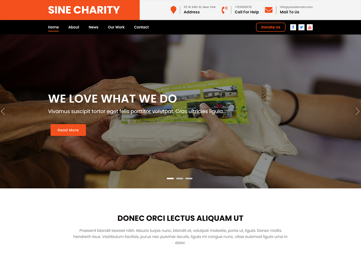 Sine Charity theme screenshot