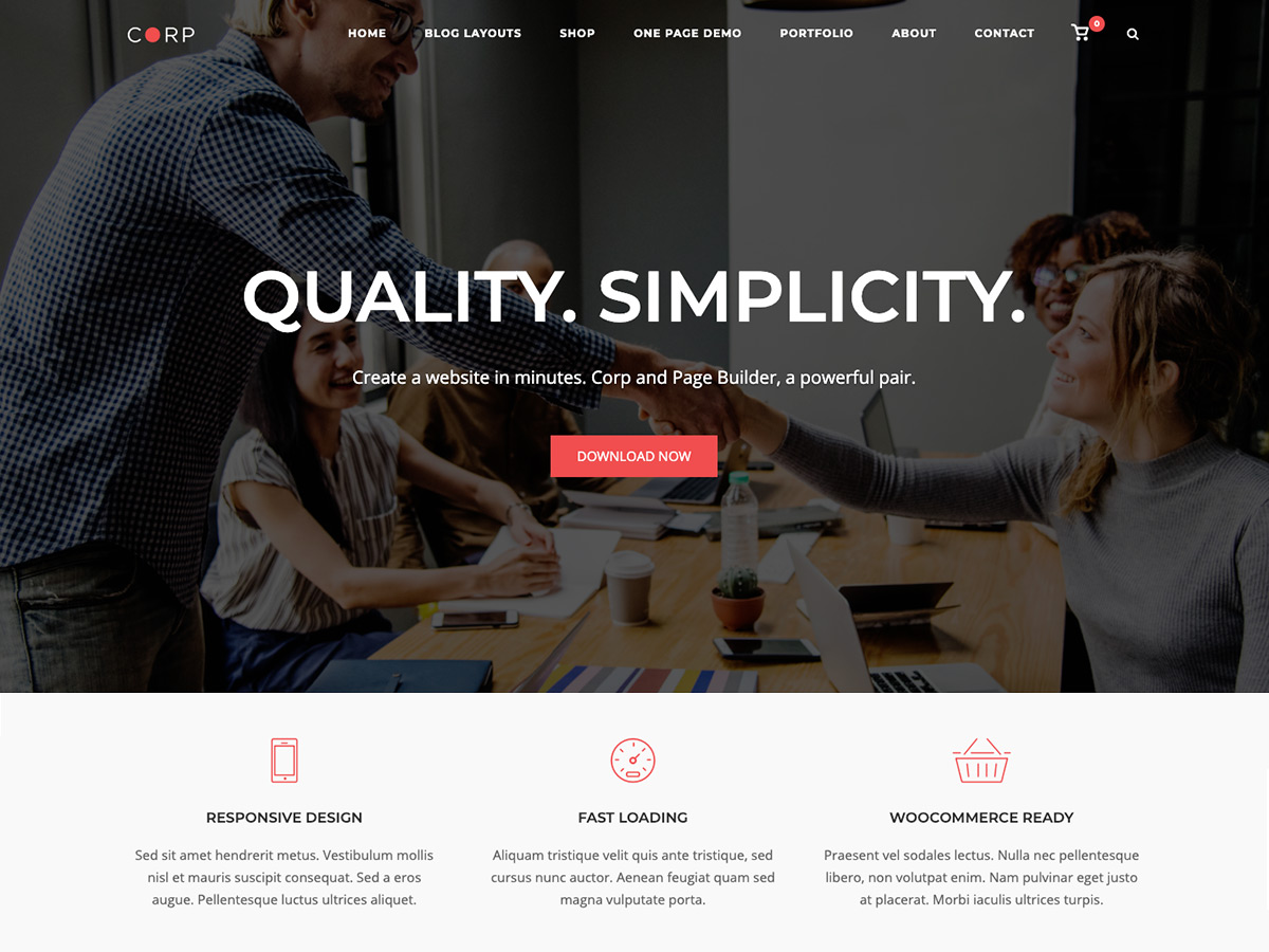 SiteOrigin Corp theme screenshot
