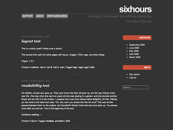 Sixhours theme screenshot