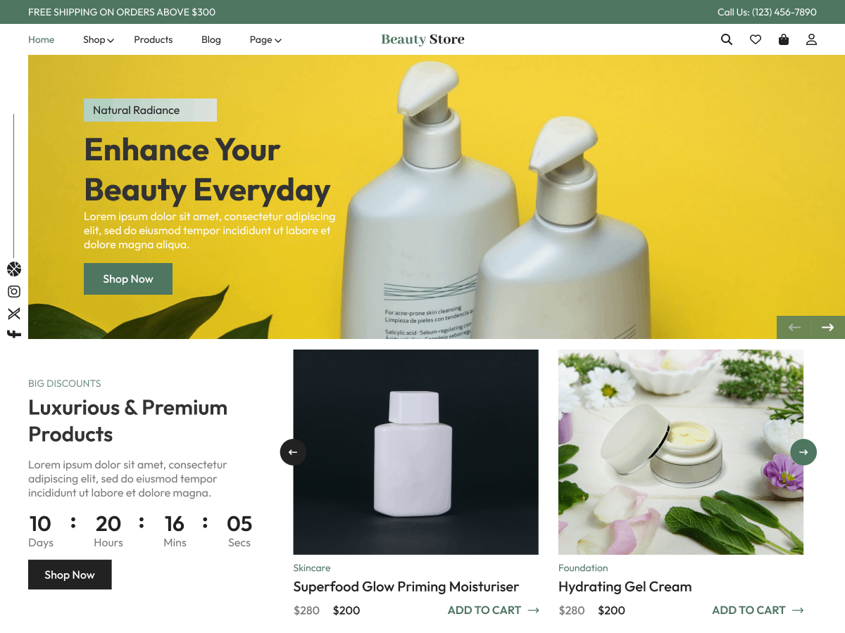 Skin Care Products theme screenshot