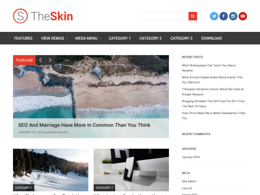 Skin theme screenshot