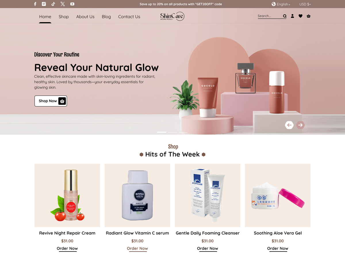 Skincare Cosmetic Store theme screenshot