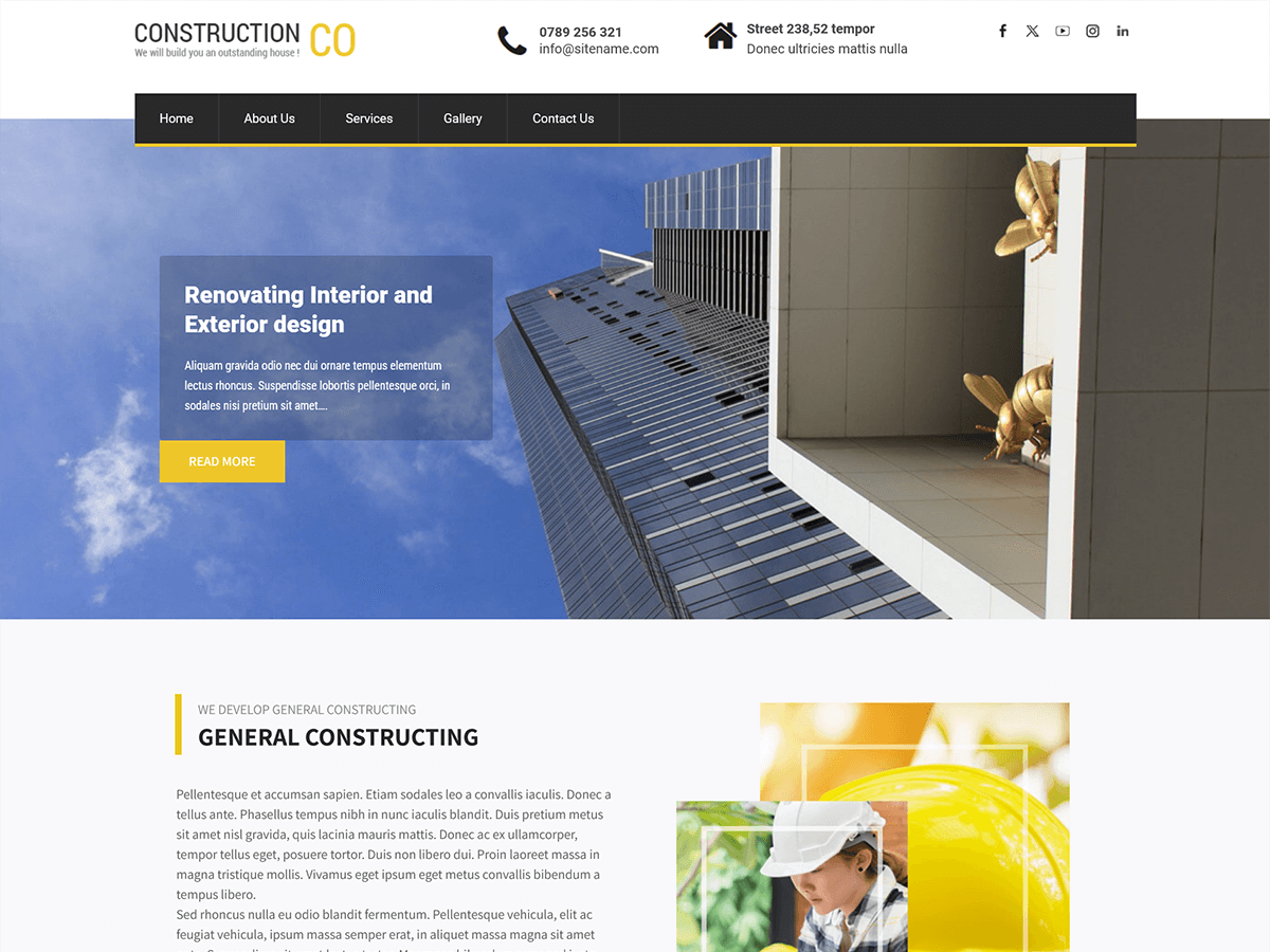 SKT Construction Lite theme screenshot
