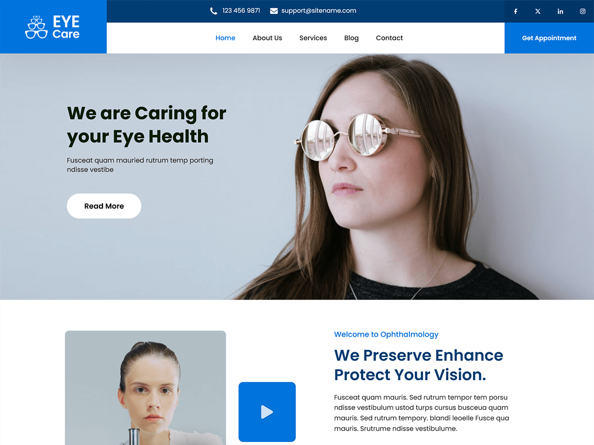 SKT Eye Care theme screenshot