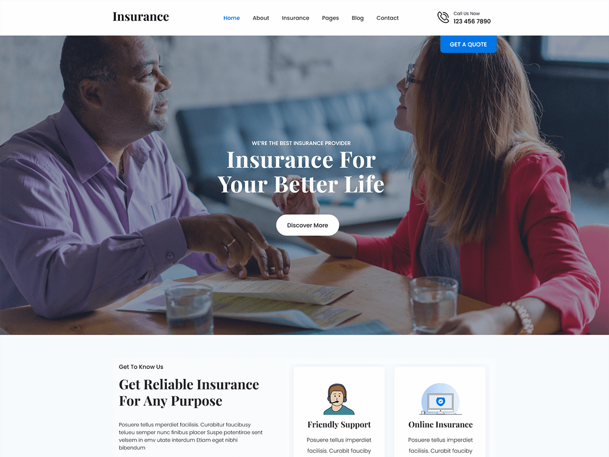 SKT Insurance theme screenshot