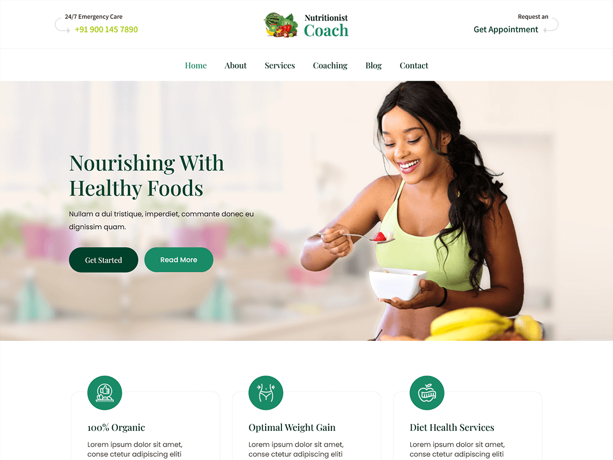 SKT Nutritionist Coach theme screenshot