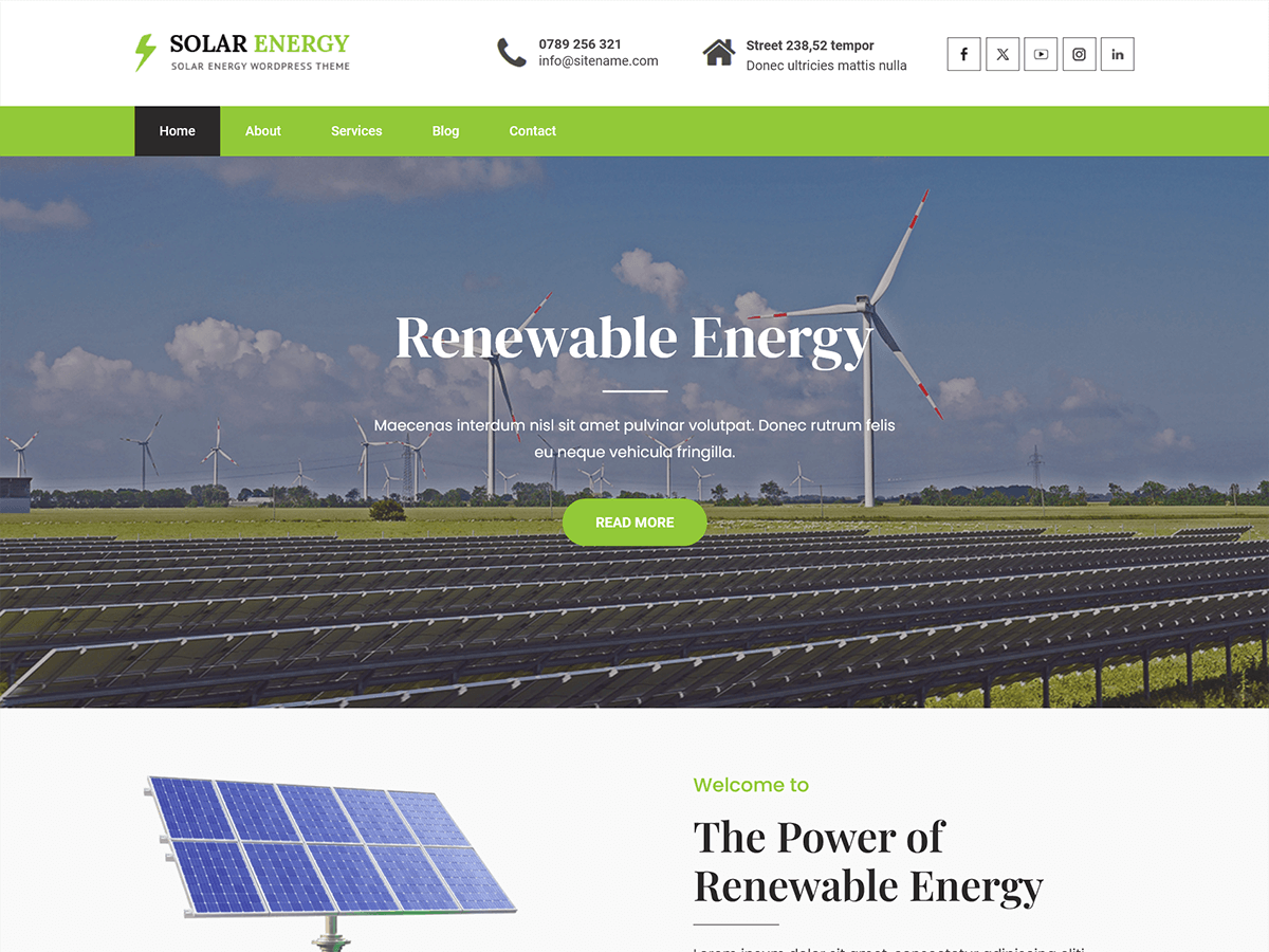 SKT Solar Energy theme screenshot