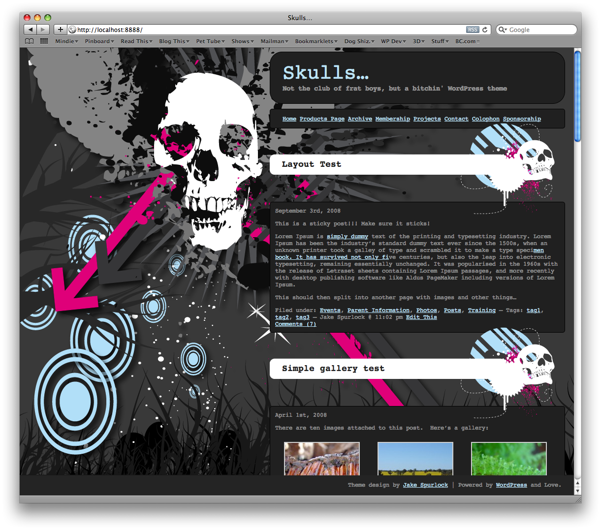 Skulls theme screenshot