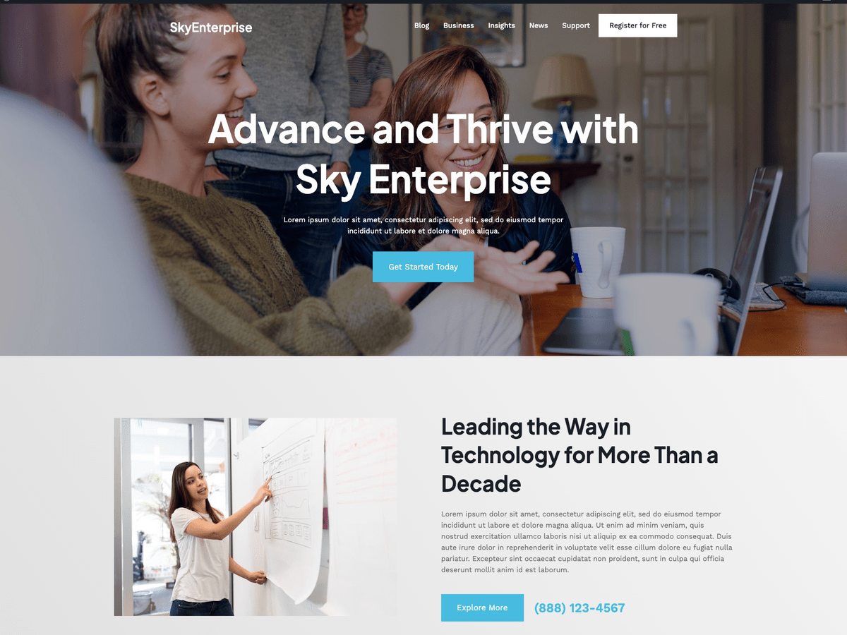 Sky Enterprise theme screenshot