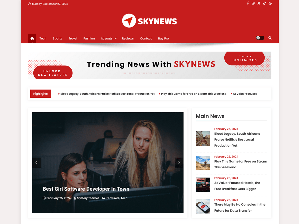 Skynews theme screenshot
