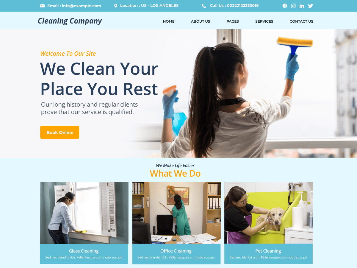 Smart Cleaning Company theme screenshot