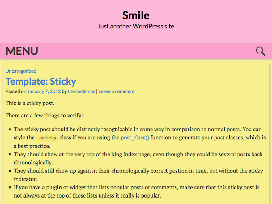Smile theme screenshot