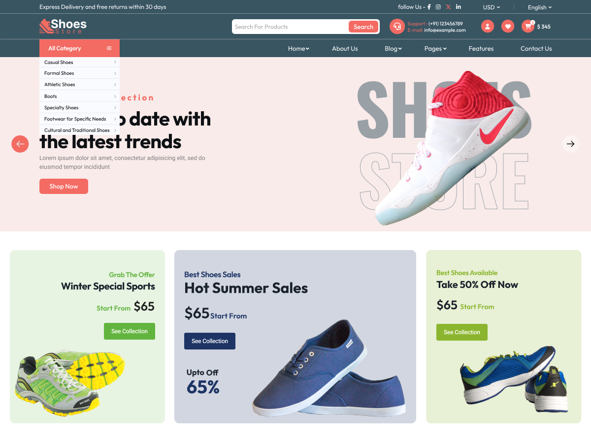 Sneakers Sports Shoes theme screenshot