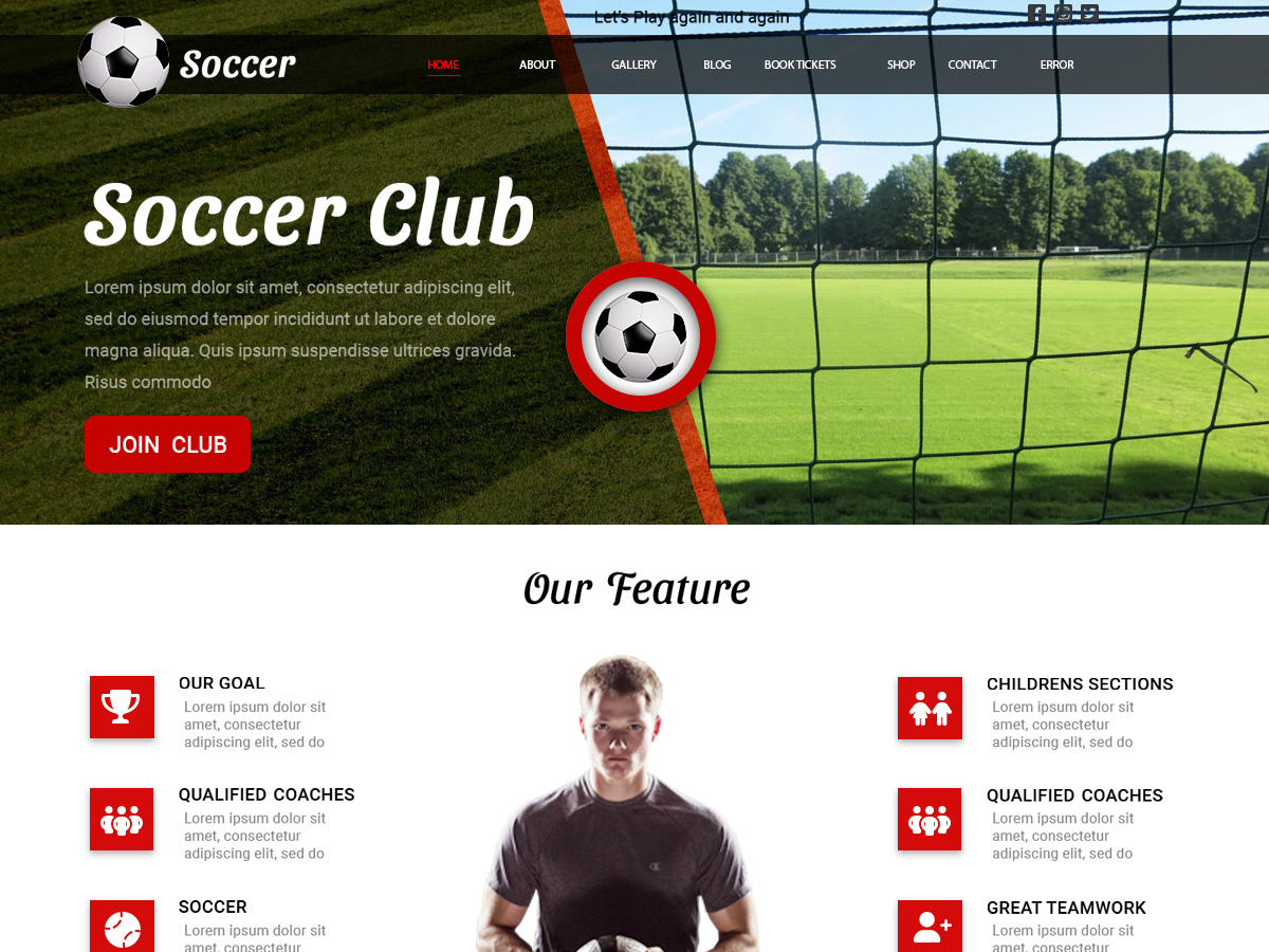 Soccer Club Academy theme screenshot