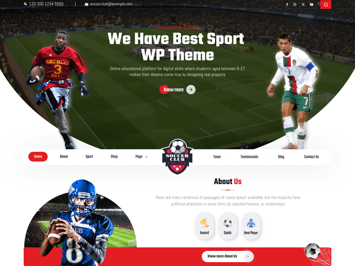 Soccer Club theme screenshot