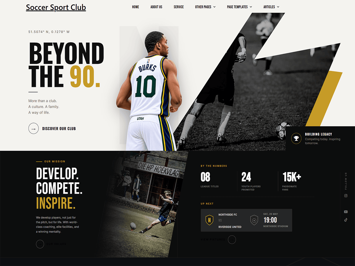 Soccer Sports Club theme screenshot
