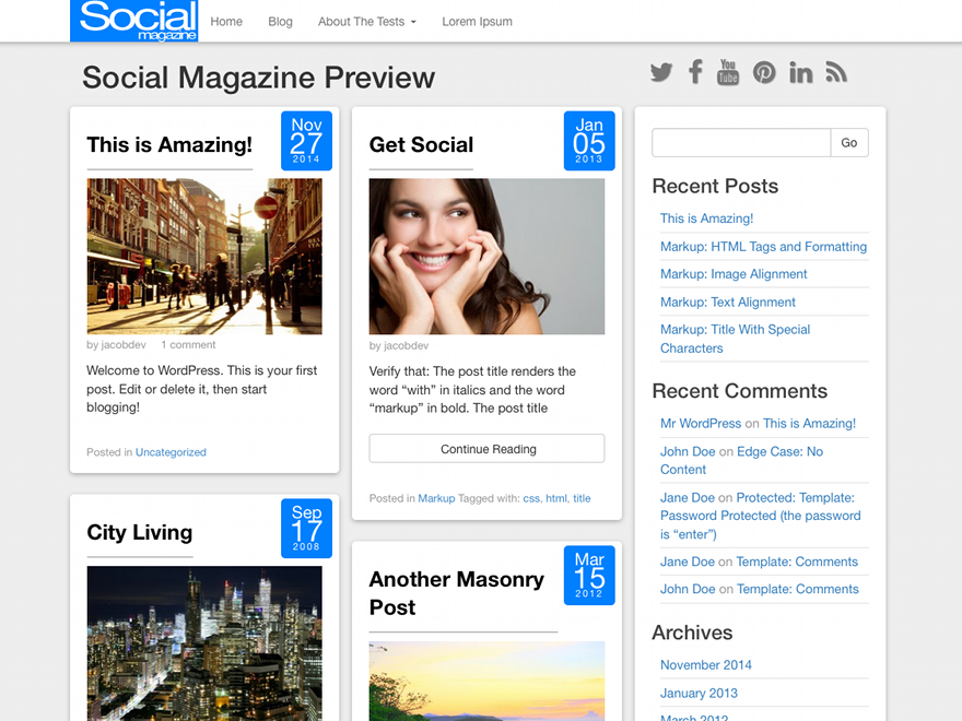 Social Magazine theme screenshot
