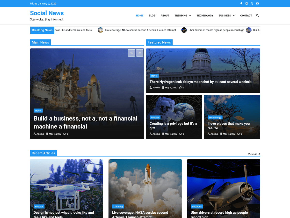 Social News theme screenshot