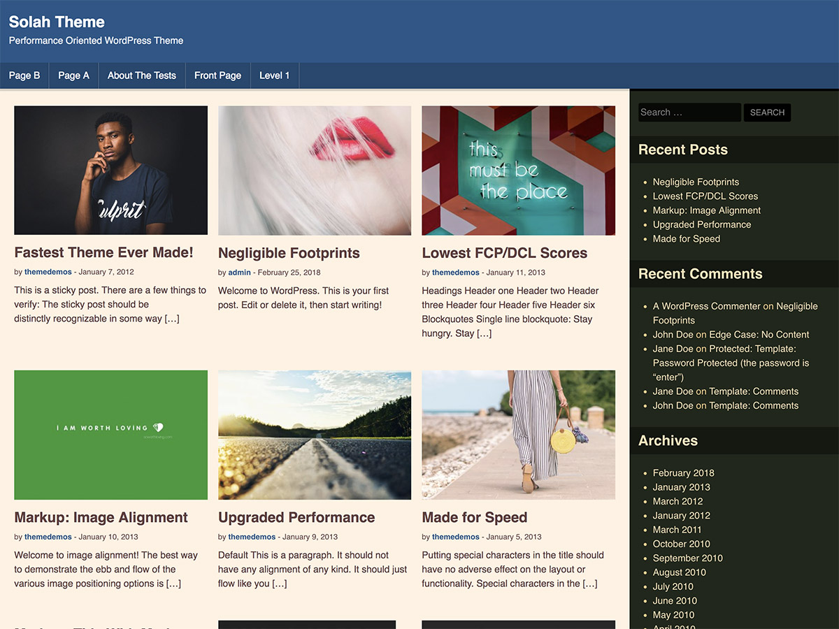 Solah theme screenshot