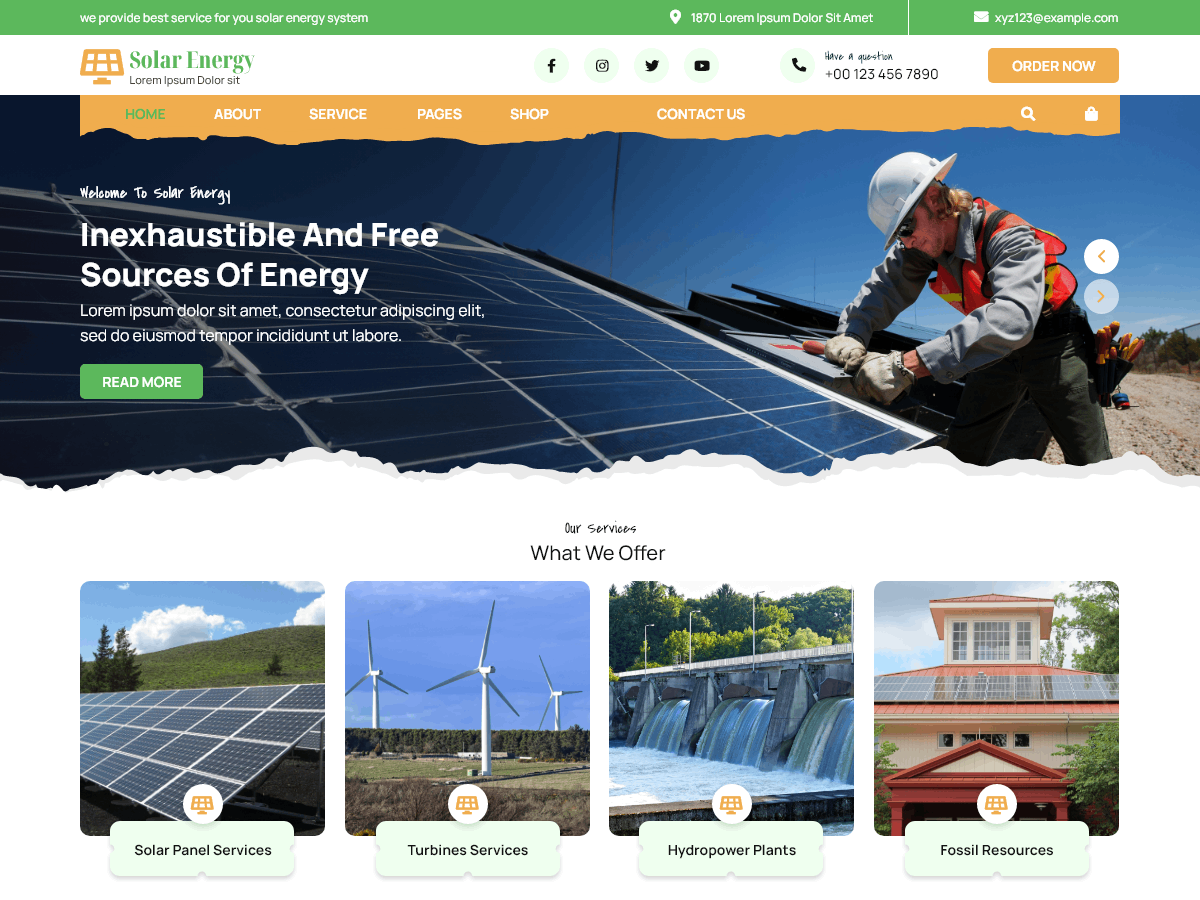 Solar Panel Distributor theme screenshot
