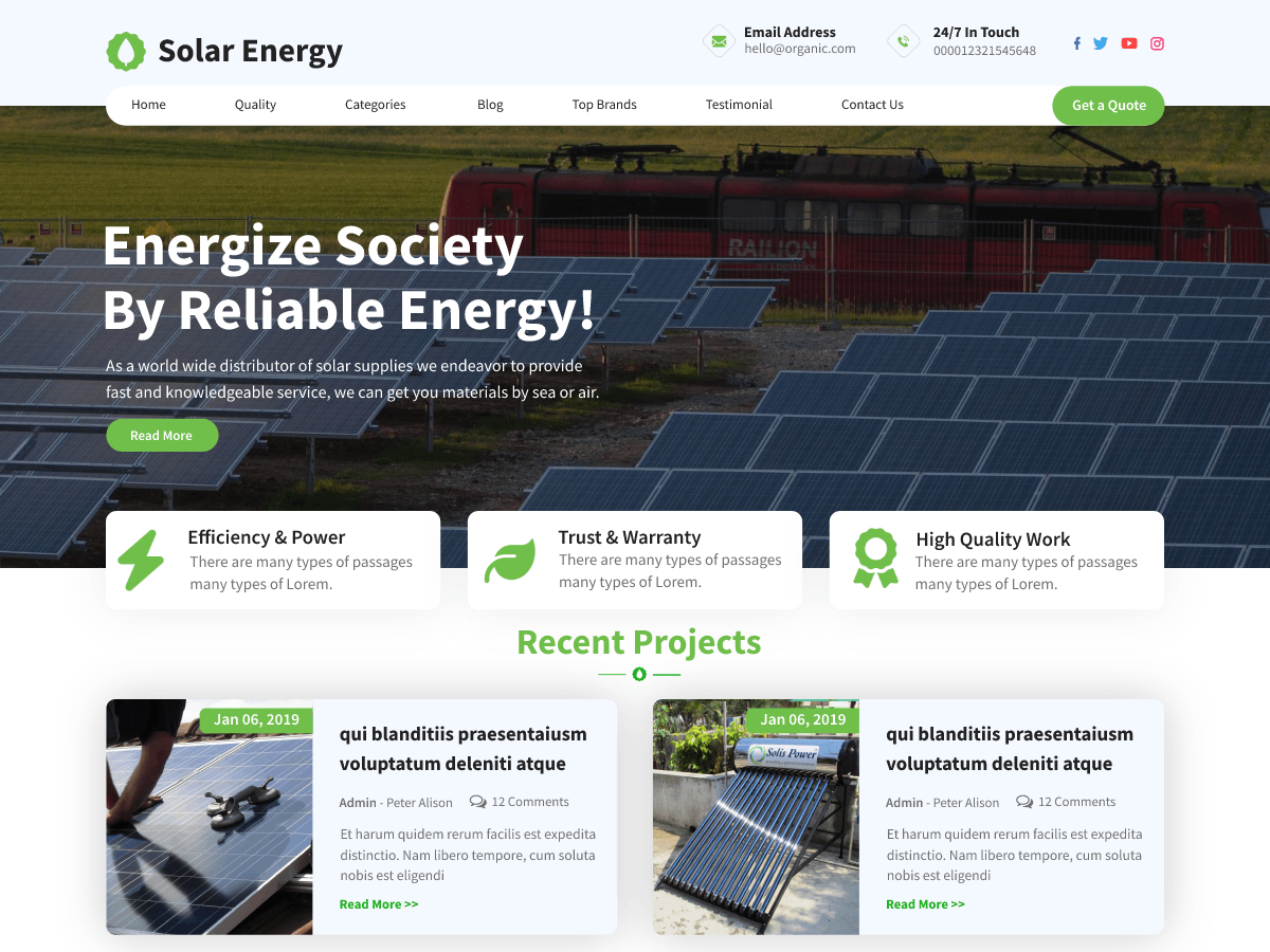 Solar Renewable Energy theme screenshot
