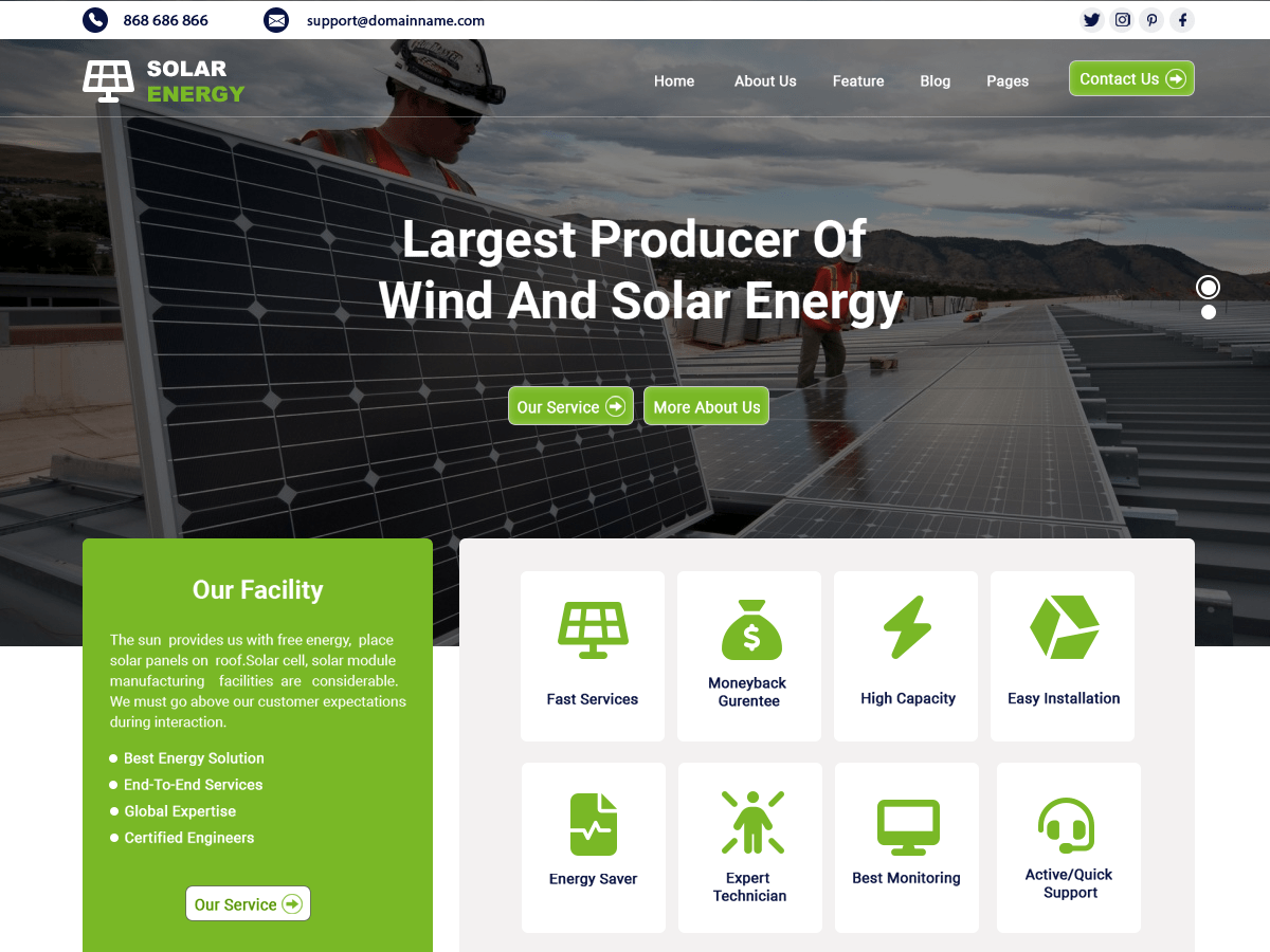 Solar Services theme screenshot