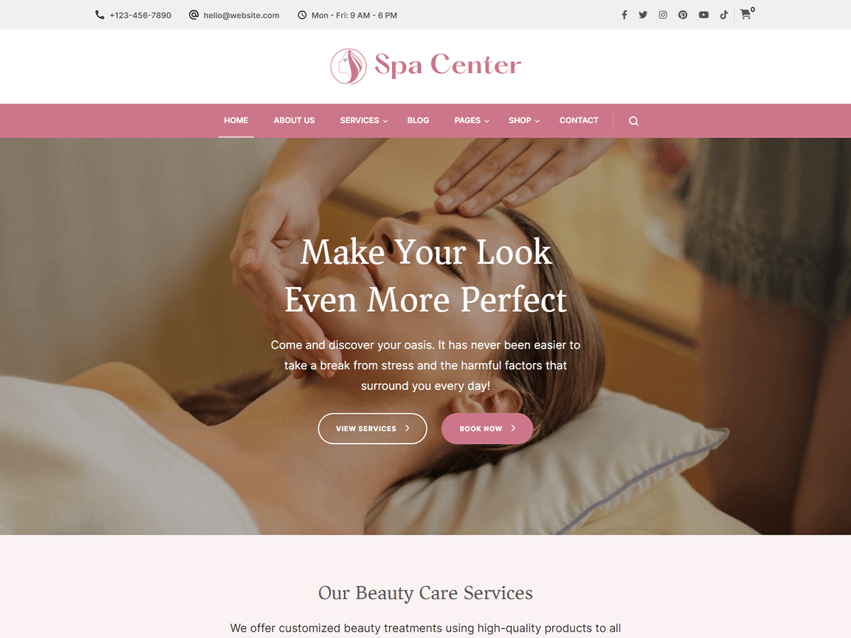 Spa Center theme screenshot